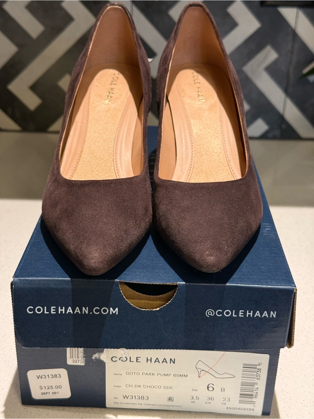 Cole Haan Dark Brown Suede Pointed Toe Pump